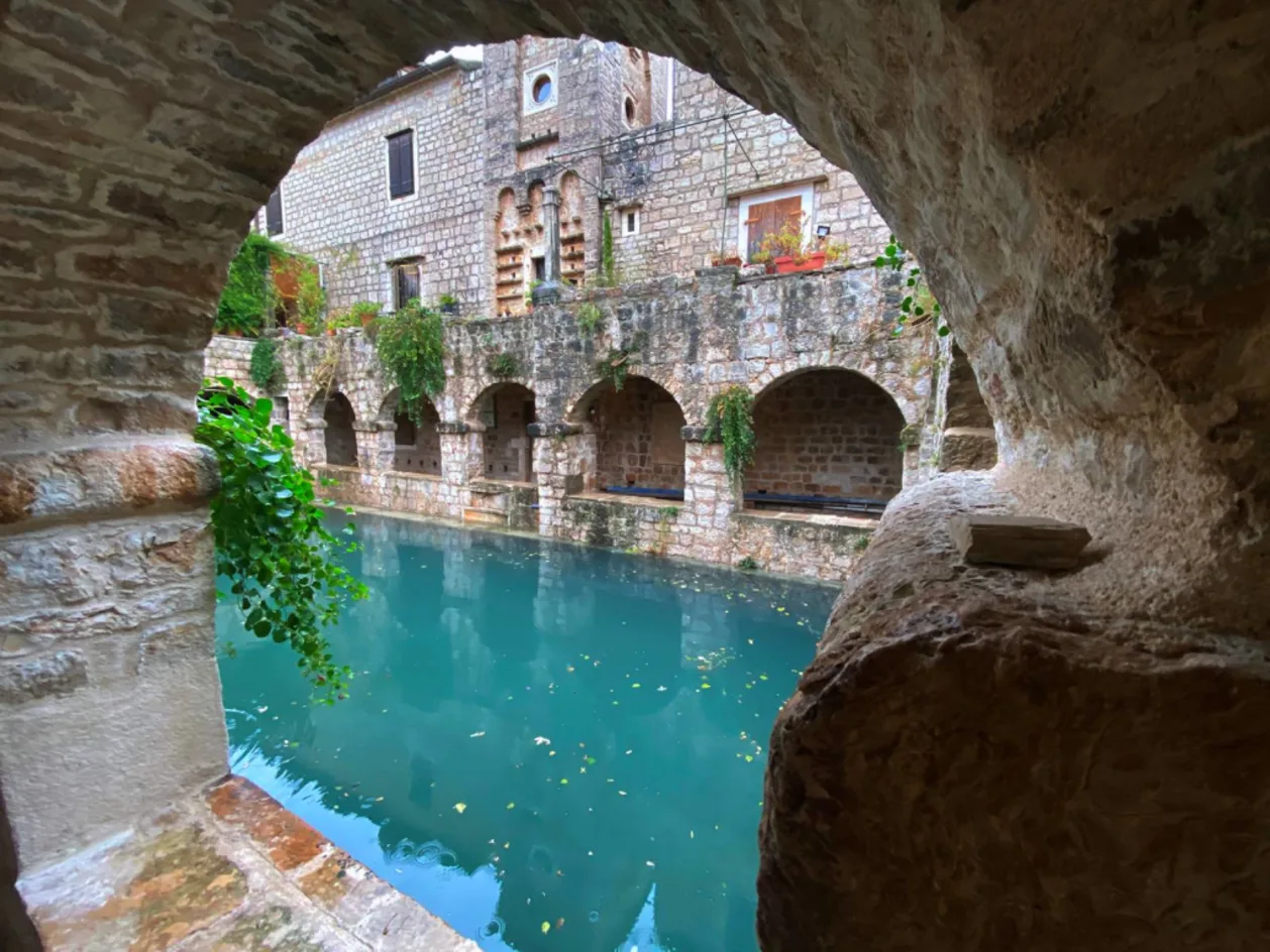 Pool inside fort, Stari Grad, Hvar island, Croatia